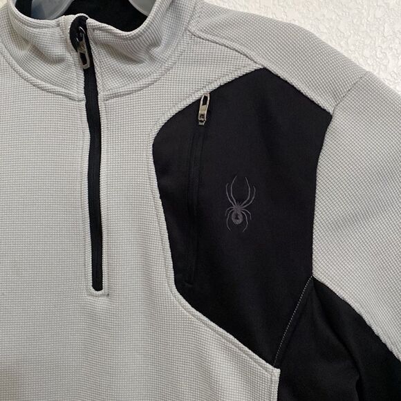 SPYDER Men’s 1/4 Zip Light Gray /Black Pullover Sweater Size L - Picture 2 of 5